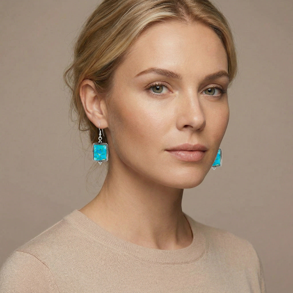 Turquoise Earrings Sterling Silver E1513-C75