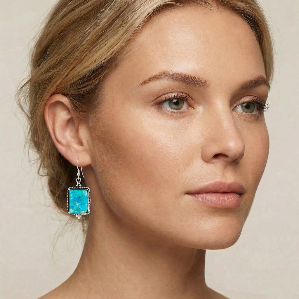 Turquoise Earrings Sterling Silver E1513-C75