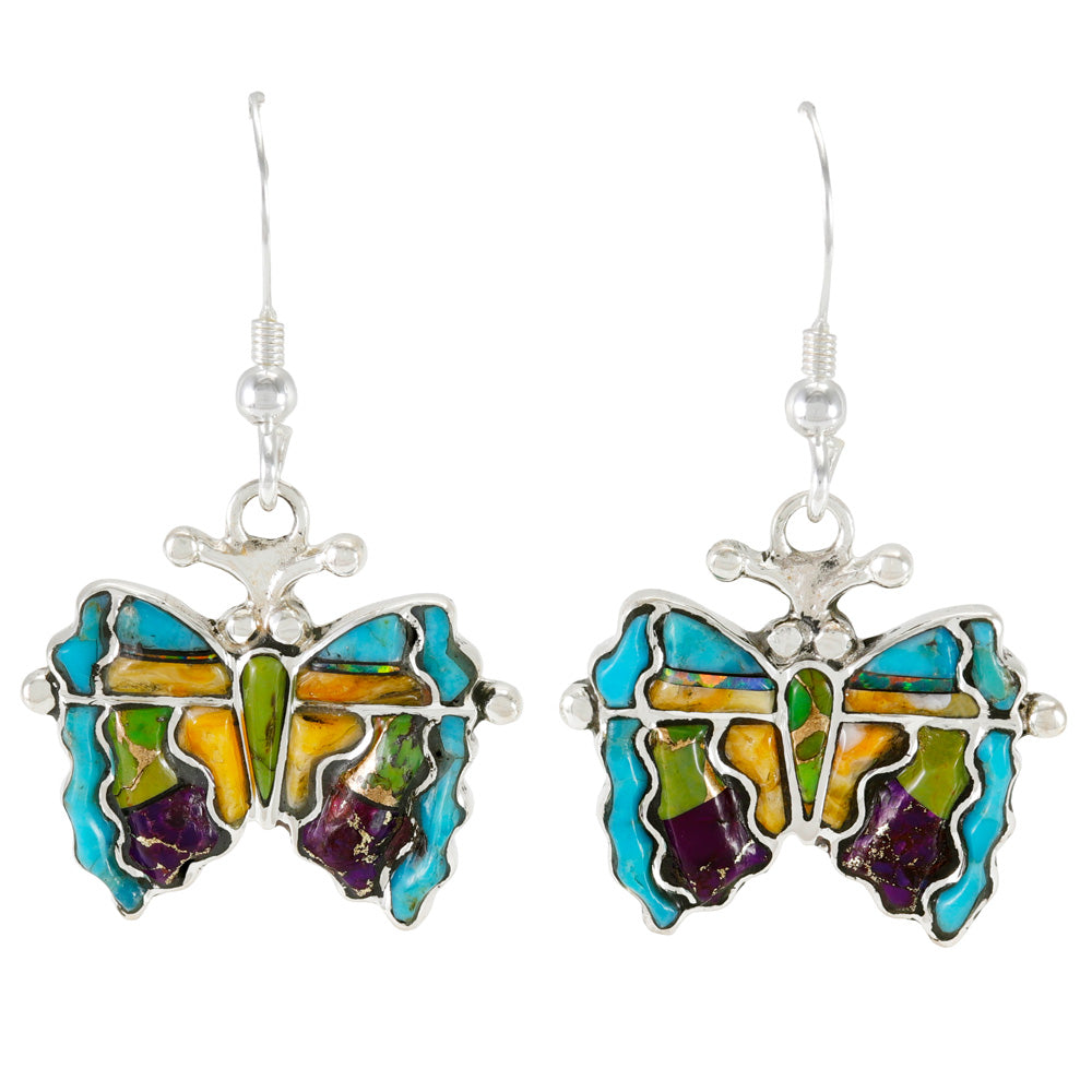 Butterfly Multi Gemstone Earrings Sterling Silver E1517-C71