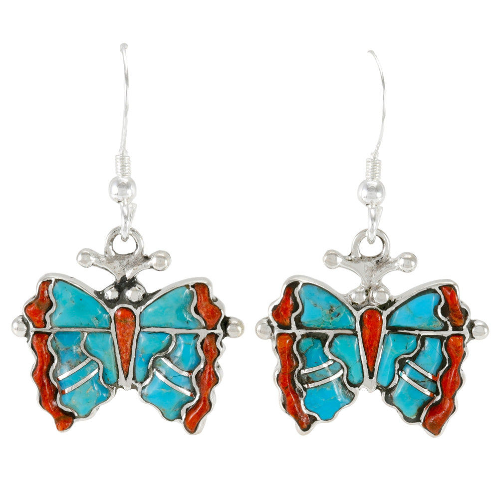 Butterfly Earrings Turquoise Sterling Silver E1517-C85
