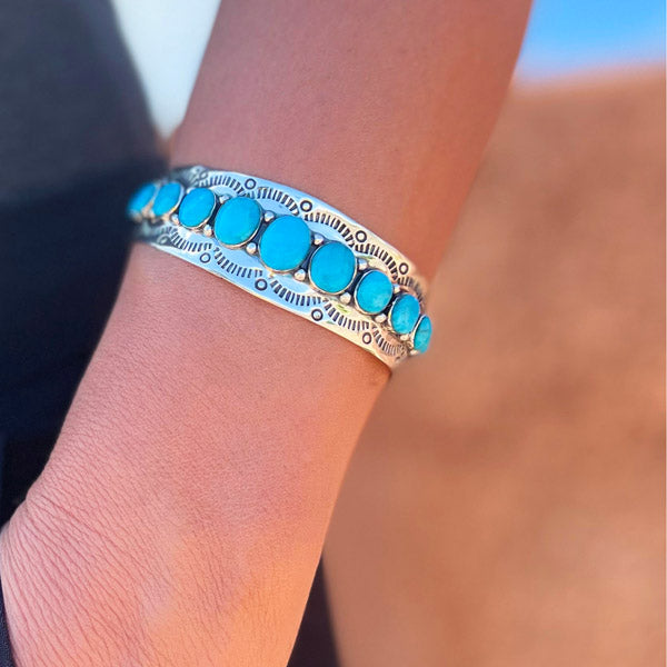 Turquoise Bracelet Sterling Silver B5597-C75