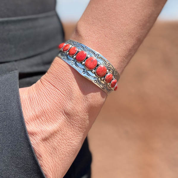 Coral Bracelet Sterling Silver B5597-C74