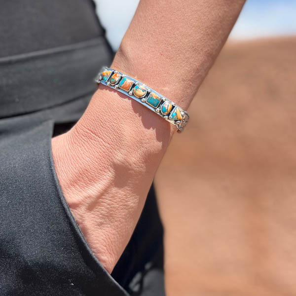 Spiny Turquoise Bracelet Sterling Silver B5594-C89