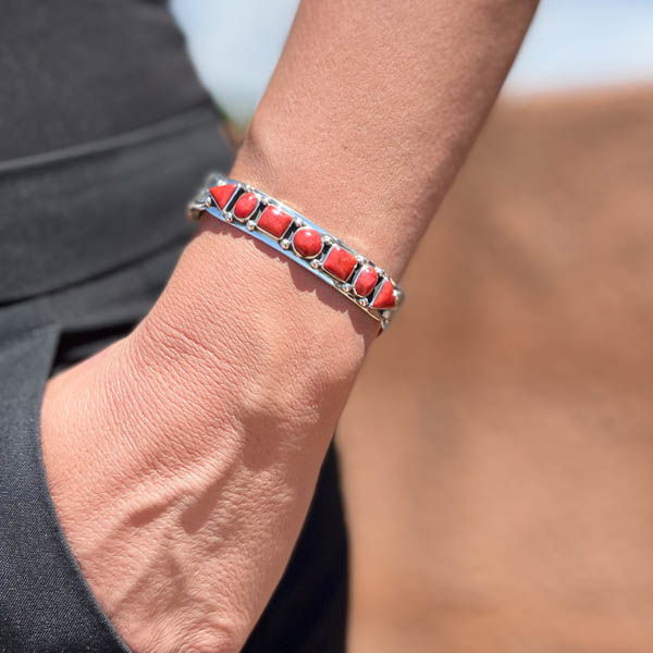 Coral Bracelet Sterling Silver B5594-C74