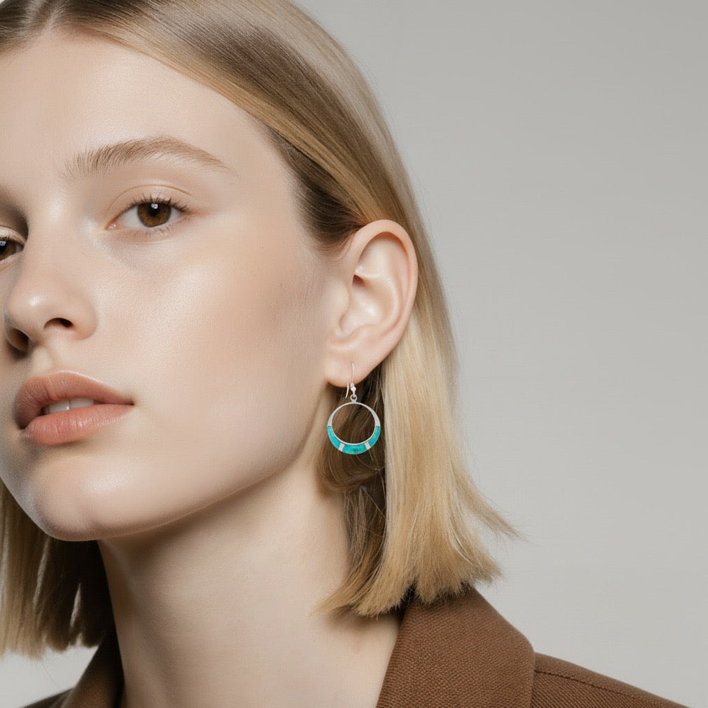 Sterling Silver Earrings Turquoise E1287-C05