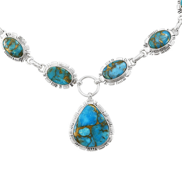 Matrix Turquoise Necklace & Earrings Set Sterling Silver NE6004-C84