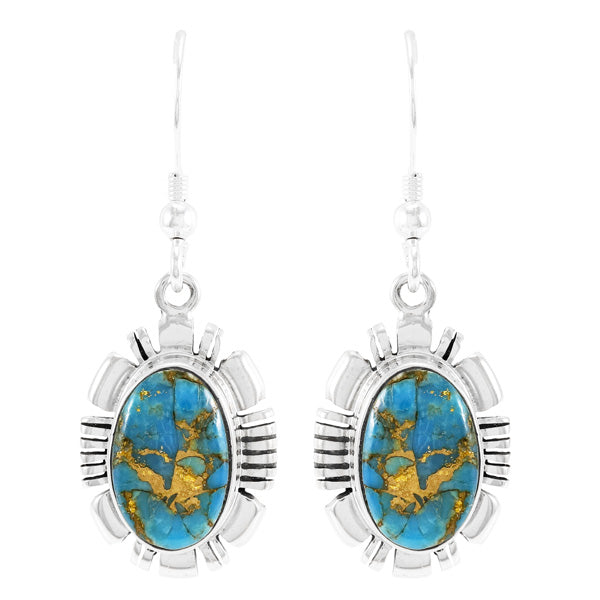 Matrix Turquoise Necklace & Earrings Set Sterling Silver NE6004-C84