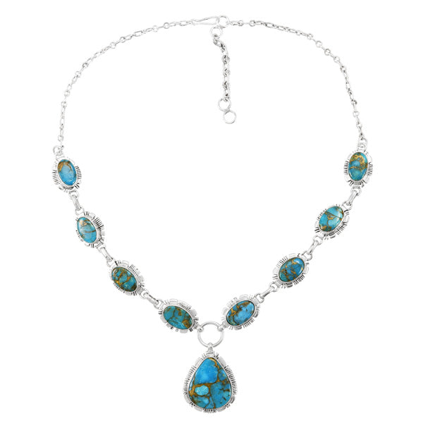 Matrix Turquoise Necklace & Earrings Set Sterling Silver NE6004-C84