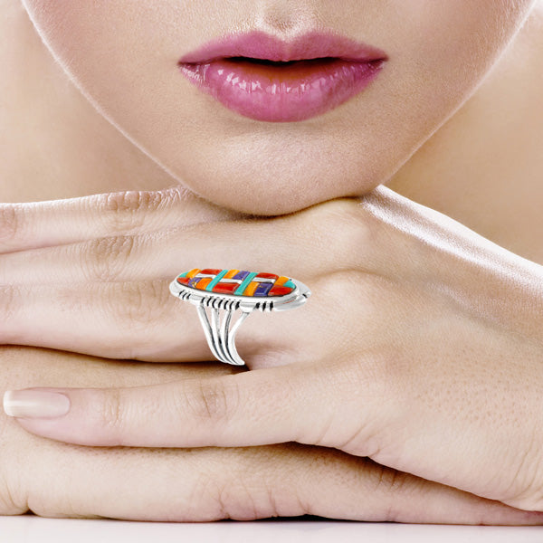 Multi Gemstone Ring Sterling Silver R2096-LG-C51