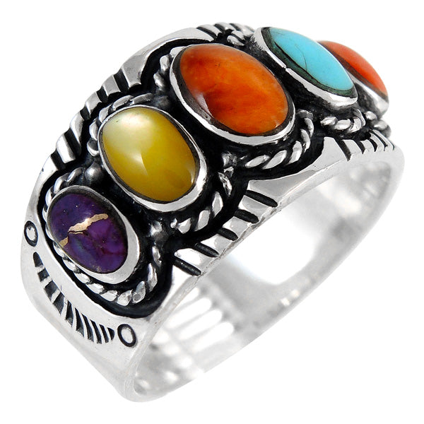 Multi Gemstone Ring Sterling Silver R2442-C71