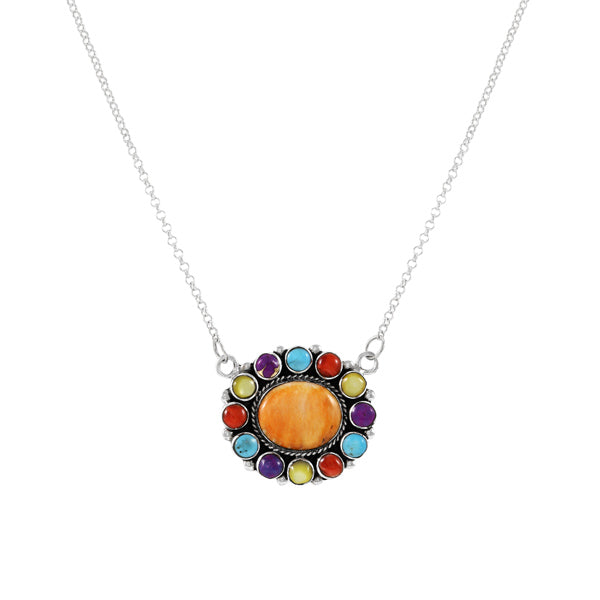 Multicolor Necklace Sterling Silver N6013-C71