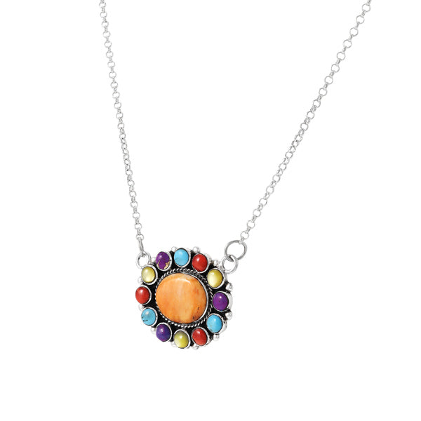 Multicolor Necklace Sterling Silver N6013-C71