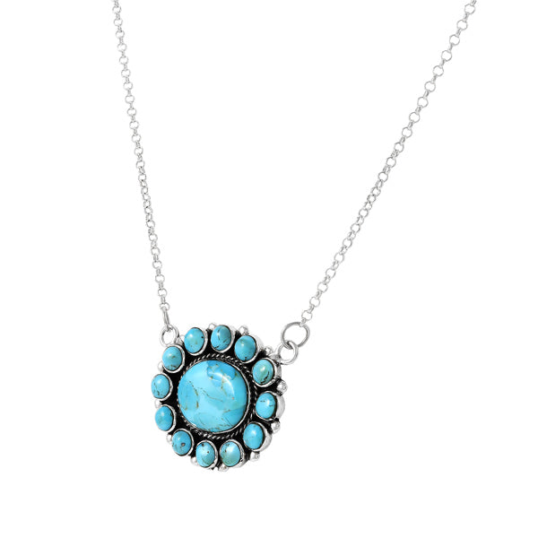 Turquoise Necklace Sterling Silver N6013-C75