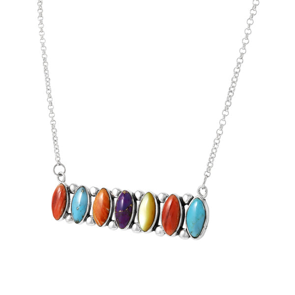 Multicolor Necklace Sterling Silver N6014-C71