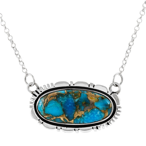 Matrix Turquoise Necklace Sterling Silver N6015-C84