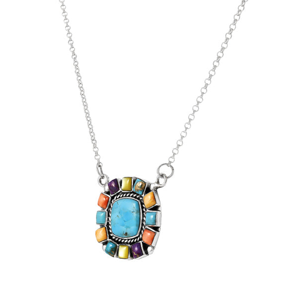 Multicolor Necklace Sterling Silver N6016-C71