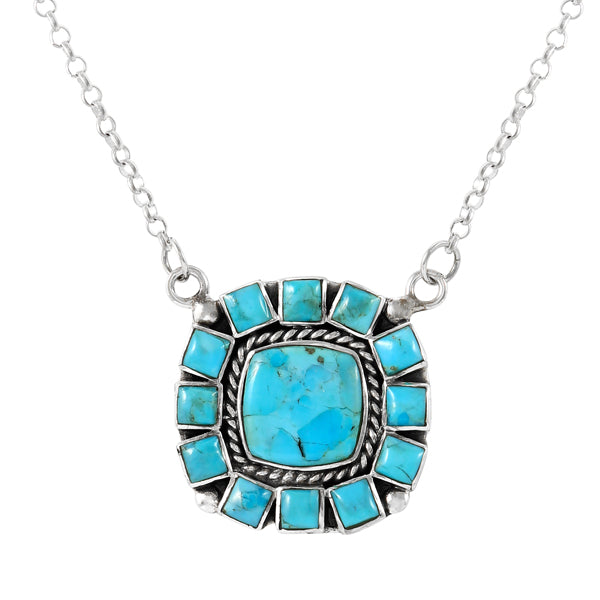 Turquoise Necklace Sterling Silver N6016-C75
