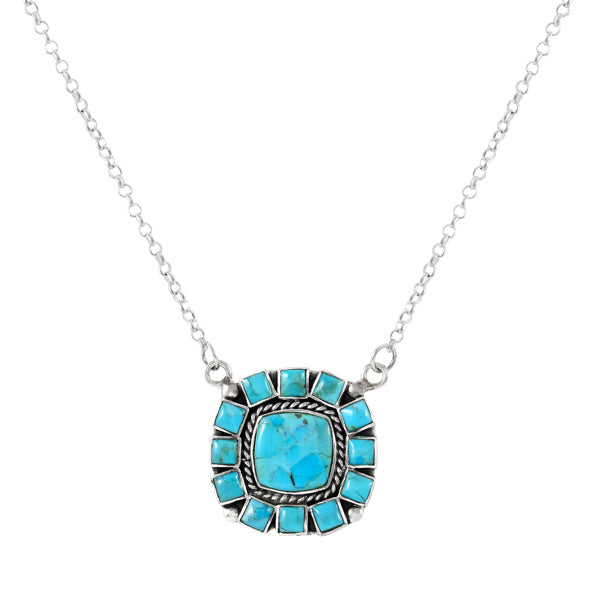 Turquoise Necklace Sterling Silver N6016-C75