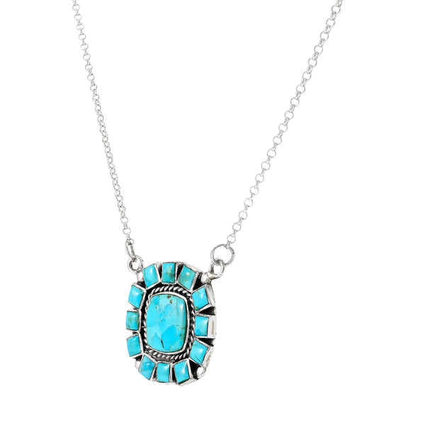 Turquoise Necklace Sterling Silver N6016-C75