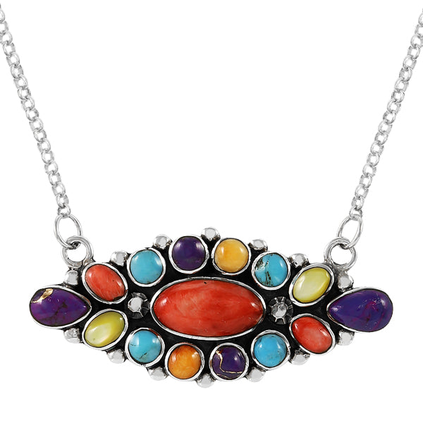 Multicolor Necklace Sterling Silver N6017-C71