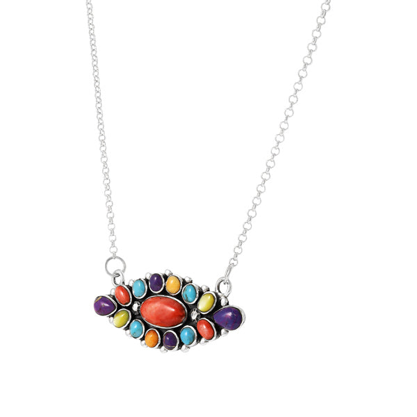 Multicolor Necklace Sterling Silver N6017-C71