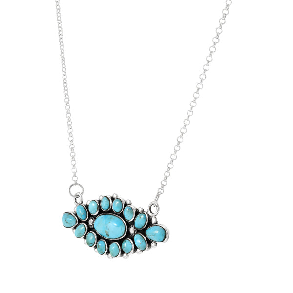 Turquoise Necklace Sterling Silver N6017-C75
