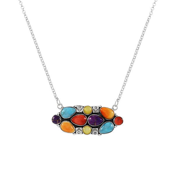 Multicolor Necklace Sterling Silver N6017-C71