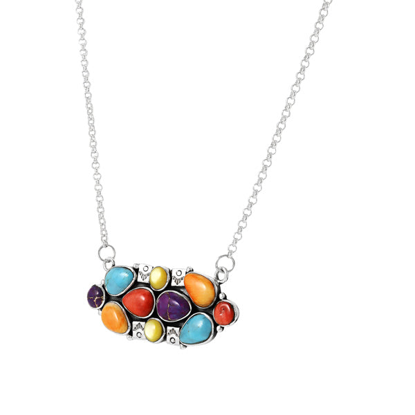 Multicolor Necklace Sterling Silver N6018-C71