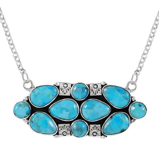 Turquoise Necklace Sterling Silver N6018-C75