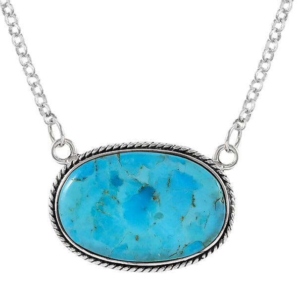Turquoise Necklace Sterling Silver N6019-C75