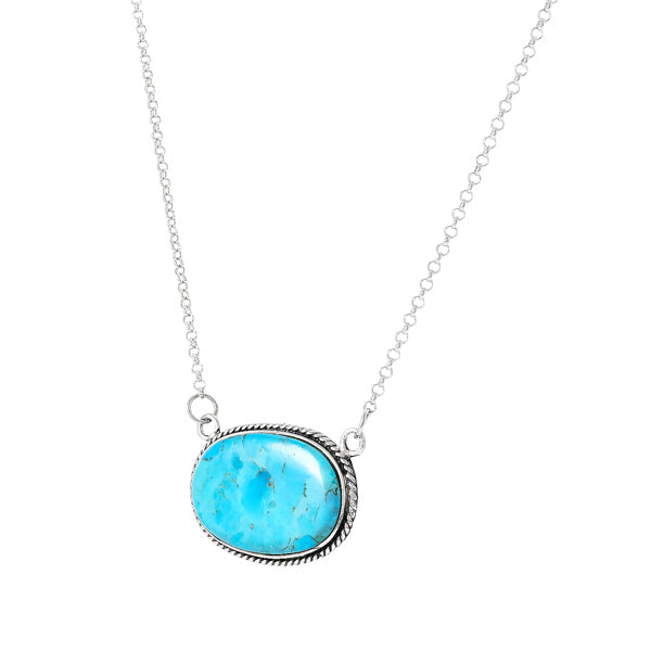 Turquoise Necklace Sterling Silver N6019-C75