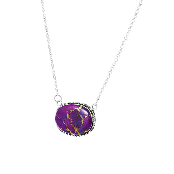 Purple Turquoise Necklace Sterling Silver N6019-C77