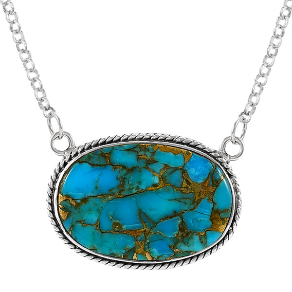 Matrix Turquoise Necklace Sterling Silver N6019-C84