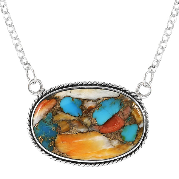 Spiny Turquoise Necklace Sterling Silver N6019-C89