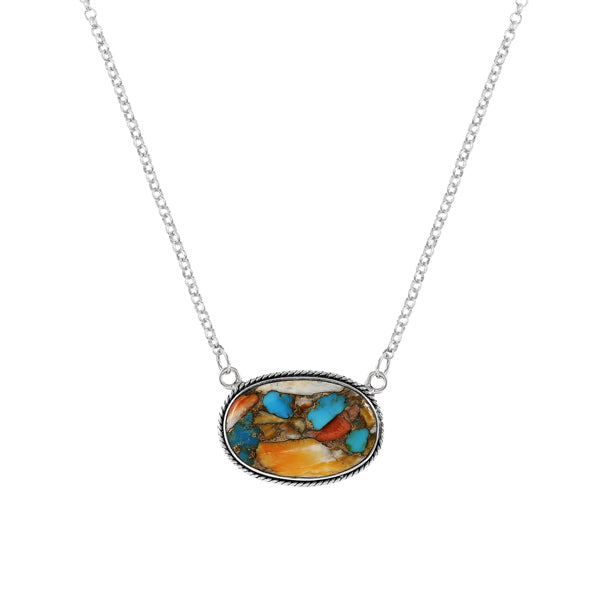 Spiny Turquoise Necklace Sterling Silver N6019-C89