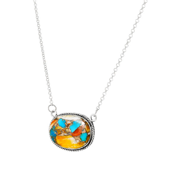 Spiny Turquoise Necklace Sterling Silver N6019-C89