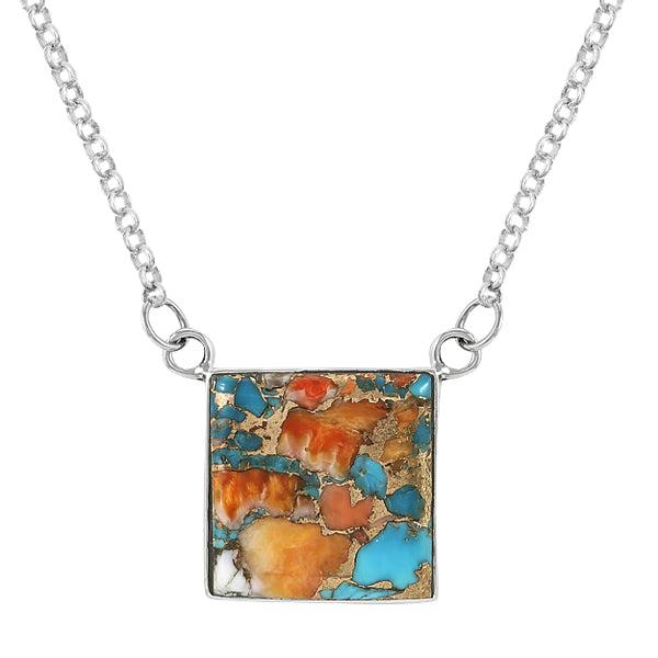 Spiny Turquoise Necklace Sterling Silver N6021-C89