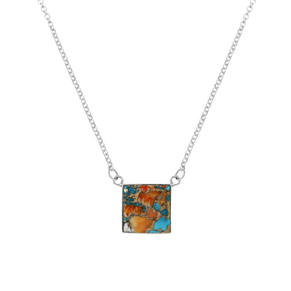 Spiny Turquoise Necklace Sterling Silver N6021-C89