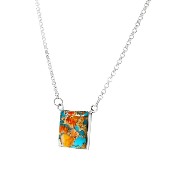 Spiny Turquoise Necklace Sterling Silver N6021-C89