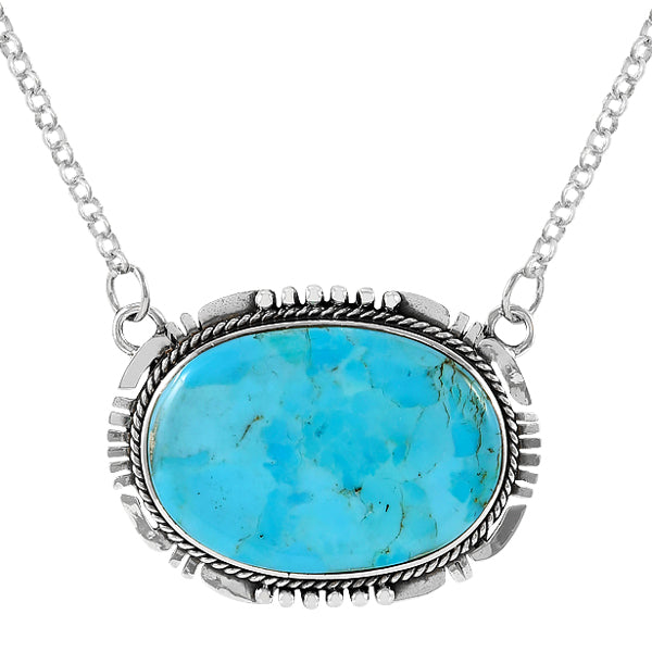 Turquoise Necklace Sterling Silver N6022-C75