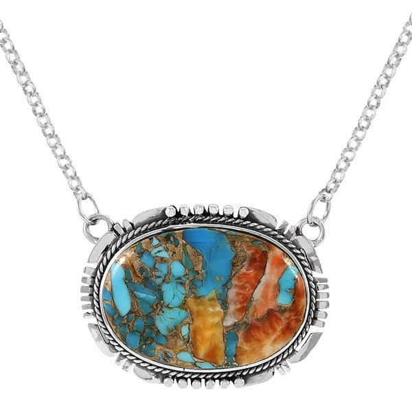 Spiny Turquoise Necklace Sterling Silver N6022-C89