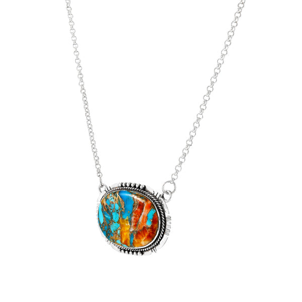 Spiny Turquoise Necklace Sterling Silver N6022-C89