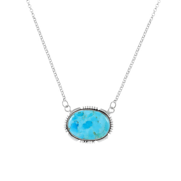 Turquoise Necklace Sterling Silver N6024-C75