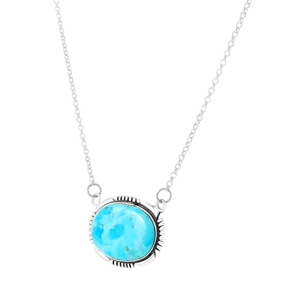 Turquoise Necklace Sterling Silver N6024-C75
