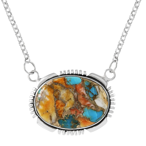 Spiny Turquoise Necklace Sterling Silver N6024-C89