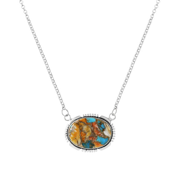 Spiny Turquoise Necklace Sterling Silver N6024-C89