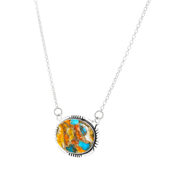 Spiny Turquoise Necklace Sterling Silver N6024-C89