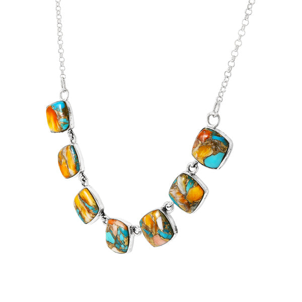 Spiny Turquoise Necklace Sterling Silver N6025-C89
