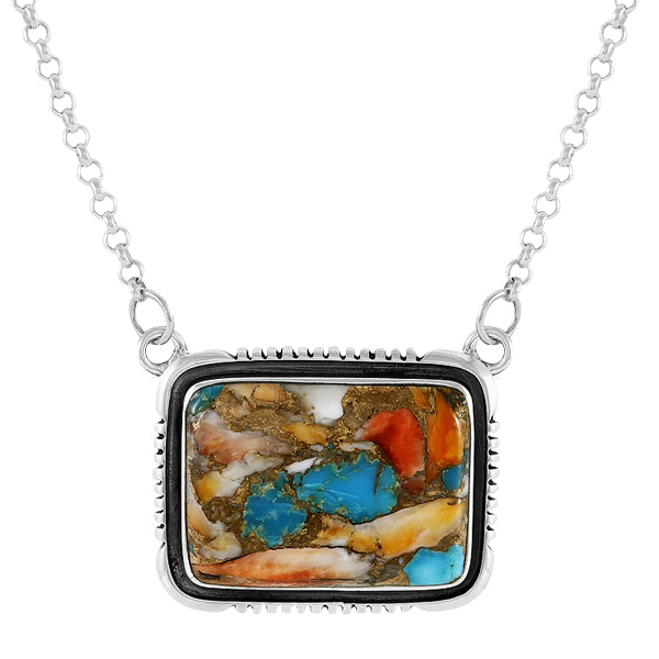 Spiny Turquoise Necklace Sterling Silver N6028-C89
