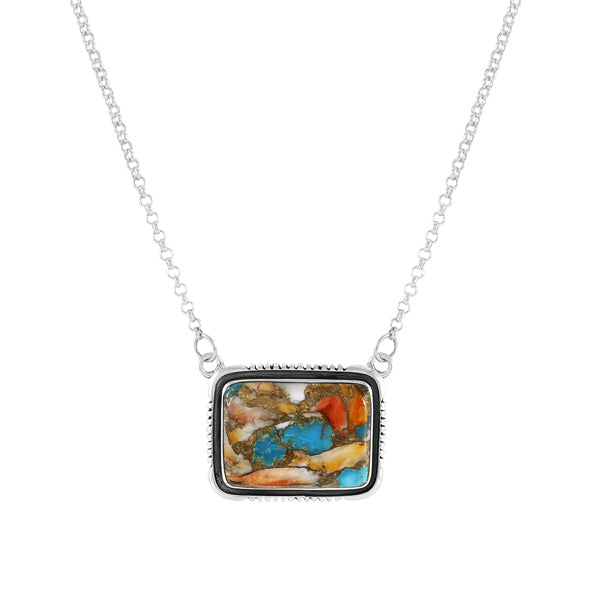 Spiny Turquoise Necklace Sterling Silver N6028-C89